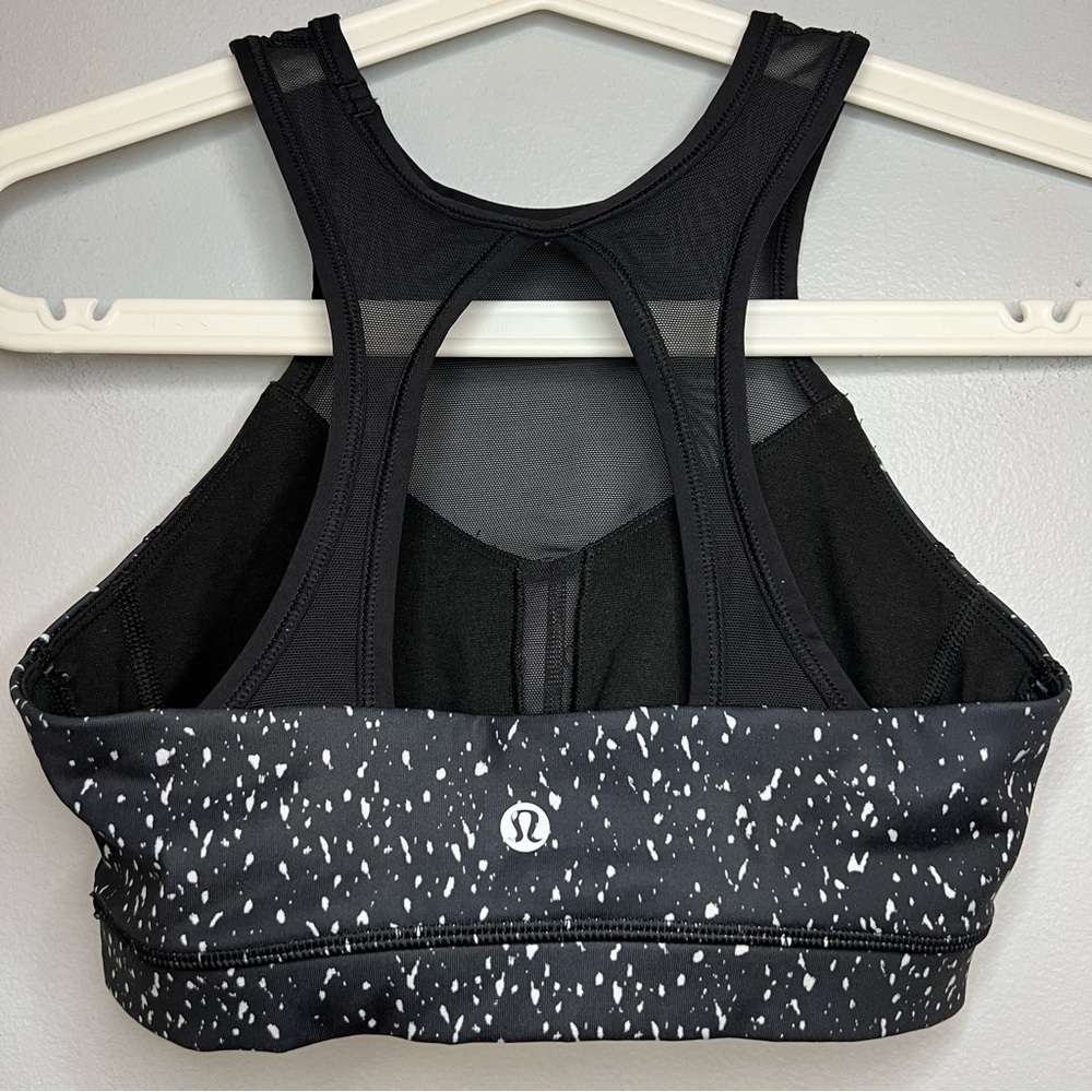 Lululemon Sports Bra Womens 4 Black Dotted Mesh Athletic Workout Gym Athleisure